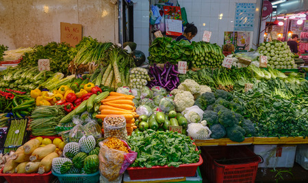 Hong Kong - Mar 29, 2017. Fresh vegetables at market of Kowloon District in Hong Kong. Hong Kong has had the highest degree of economic freedom in the world.のeditorial素材