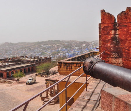 Ancient cannons on top of Mehrangarh Fort in Jodhpur, India.の写真素材