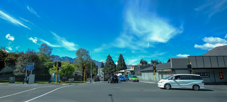 Auckland, New Zealand - Nov 2, 2016. Cars running on street at sunny day in small town of Auckland, New Zealand.のeditorial素材