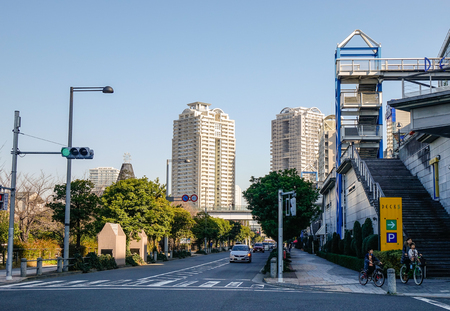 Tokyo, Japan - Jan 4, 2016. Street of Odaiba District in Tokyo, Japan. Odaiba is a popular shopping and entertainment district on a man made island.のeditorial素材