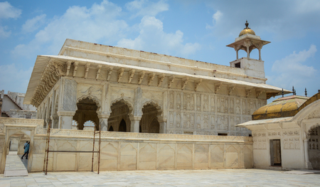 Agra, India - Jul 13, 2015. Marble hall of Agra Fort in Agra, India. The fort was main residence of the emperors of the Mughal Dynasty till 1638.のeditorial素材