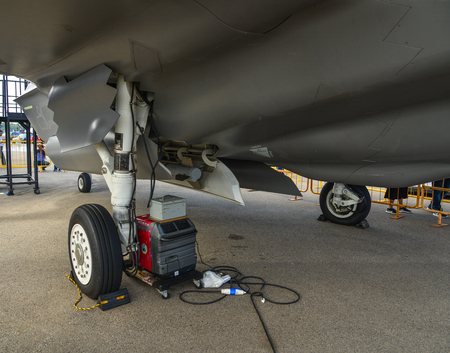 Singapore  - Feb 10, 2018. Details of a Lockheed Martin F-35 aircraft belong to the US Air Force...