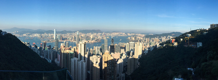 Hong Kong - Dec 26, 2014. Aerial view of Hong Kong. Hong Kong is an autonomous territory, and former British colony, in southeastern China.のeditorial素材