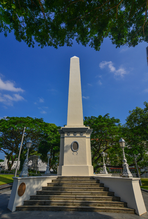 Singapore - Feb 9, 2018. Dalhousie Obelisk, a memorial obelisk in the Civic District of Singapore.のeditorial素材