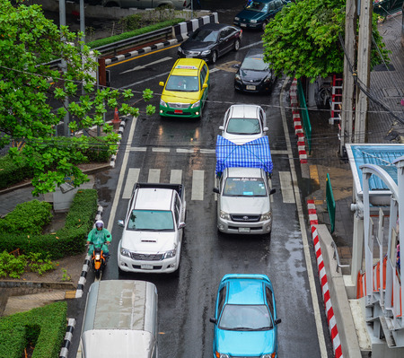 Bangkok, Thailand - Jun 17, 2016. Street of Bangkok, Thailand. Traffic has been the main source of air pollution in Bangkok.のeditorial素材