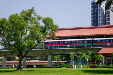 Singapore - Feb 8, 2018. View of Chinese Garden MRT Station in Singapore. The MRT network...