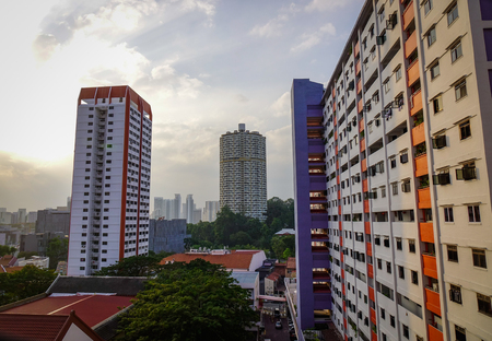 Singapore - Feb 9, 2018. Cityscape of Chinatown in Singapore. The GDP value of Singapore represents 0.48 percent of the world economy.のeditorial素材
