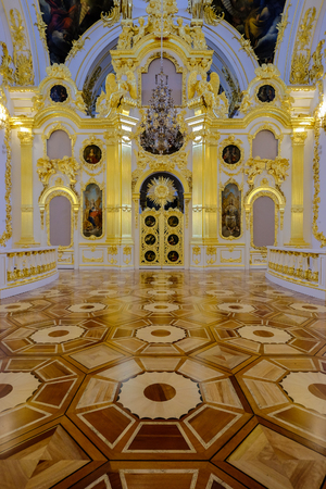 St. Petersburg, Russia - Oct 13, 2016. Interior of Hermitage Museum (Winter Palace) in St. Petersburg, Russia. The museum has the largest collection of paintings in the world.のeditorial素材
