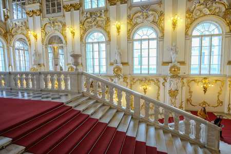 St. Petersburg, Russia - Oct 13, 2016. Interior of Winter Palace in St. Petersburg, Russia. Today, the restored palace forms part of a complex of buildings housing the Hermitage Museum.のeditorial素材