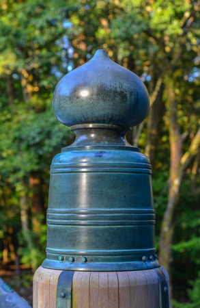 Baluster finial of a wooden bridge in Mie Prefecture, Japan.のeditorial素材