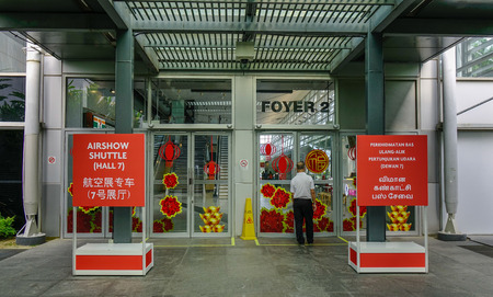 Singapore - Feb 11, 2018. Inside of shopping mall at Suntec City in Singapore. Suntec is a major multi-use development located in Marina Downtown Core in Singapore.のeditorial素材