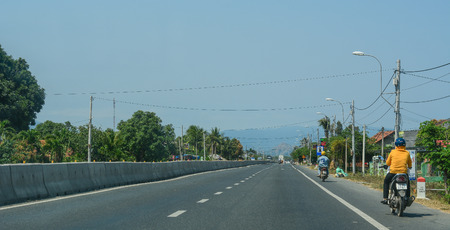 Nha Trang, Vietnam - Mar 21, 2016. Highway in Nha Trang, Vietnam. The total length of the Viet Nam road system is about 222,179 km.のeditorial素材