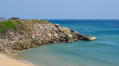Beautiful beach and blue sea at summer day in Da Nang, Vietnam.の写真素材
