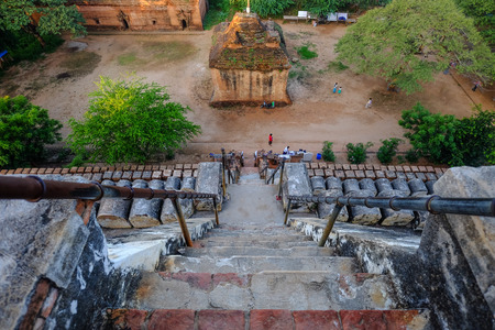 Part of an ancient Buddhist temple in Bagan, Myanmar.の写真素材