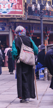 Tibet, China - Aug 30, 2012. Local people praying at Tibetan Bhuddist Temple in Lhasa, Tibet.のeditorial素材
