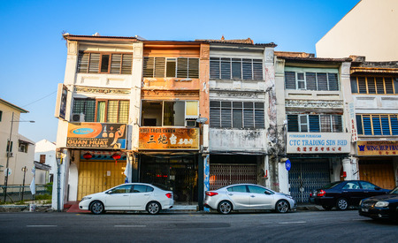 George Town, Malaysia - Mar 10, 2016. Street in George Town, Malaysia. Established in 1786, the Town was the first British settlement in Southeast Asia.のeditorial素材