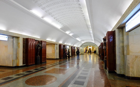Moscow, Russia - Oct 16, 2016. Interior of metro station in Moscow, Russia. Moscow metro is one of most visually stunning underground systems in the world.のeditorial素材