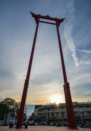 Bangkok, Thailand - Apr 22, 2017. Giant Swing in Bangkok, Thailand. The Giant Swing is a religious structure in Phra Nakhon, Bangkok, Thailand.のeditorial素材