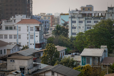 Yangon, Myanmar - Feb 26, 2016. Cityscape of Yangon, Myanmar. Yangon is Myanmar largest city and its most important commercial centre.のeditorial素材