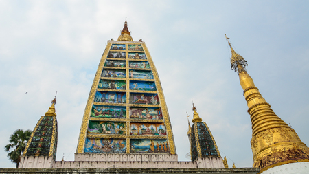 Yangon, Myanmar - Feb 26, 2016. Stupas of Shwedagon Pagoda in Yangon, Myanmar. Shwedagon is known as the most sacred pagoda in Myanmar.のeditorial素材