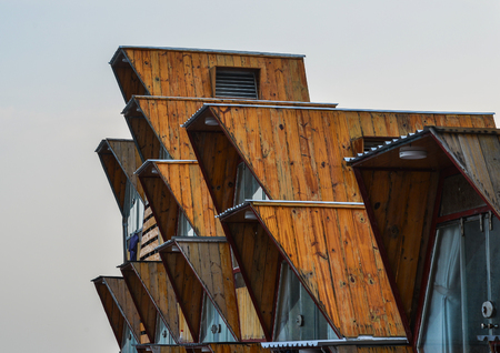 Kien Giang, Vietnam - Apr 7, 2018. Small wooden rustic cabin houses on Nam Du Island in Kien Giang, Vietnam.のeditorial素材