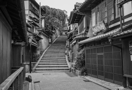 Kyoto, Japan - Jul 15, 2015. Traditional houses at Sannenzaka Old Town in Kyoto, Japan. Kyoto was the Imperial capital of Japan for more than one thousand years.のeditorial素材