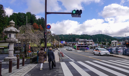 Osaka, Japan - Nov 24, 2016. Street at township on Mount Koya (Koyasan) in Osaka, Japan.のeditorial素材