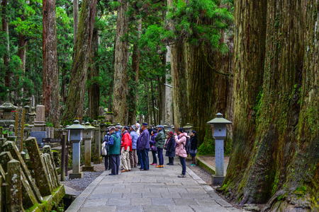 Wakayama, Japan - Nov 24, 2016. People visit the Okunoin Cemetery on Mt. Koya (Koyasan) in Wakayama, Japan.のeditorial素材