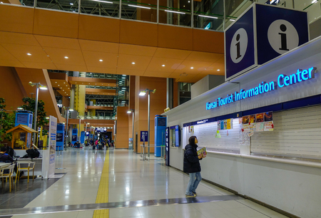 Osaka, Japan - Nov 24, 2016. Interior of Kansai Intl Airport in Osaka, Japan. The airport is located on a man made island about 40 kms south of central Osaka.のeditorial素材