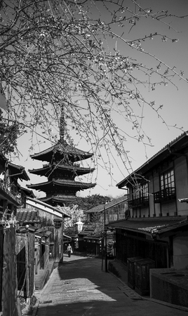Kyoto, Japan - Apr 7, 2014. Old Town in Kyoto, Japan. Kyoto was the Imperial capital of Japan for more than one thousand years.のeditorial素材