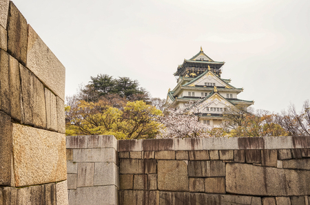 Osaka, Japan - Apr 7, 2014. View of Osaka Castle (Osakajo) in spring day. The castle is one of Japan most famous landmarks.のeditorial素材