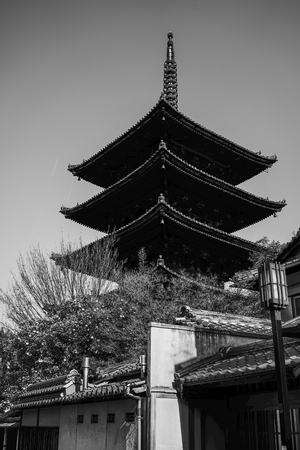 Kyoto, Japan - Apr 7, 2014. Wooden temple at Old Town in Kyoto, Japan. Kyoto was the Imperial capital of Japan for more than one thousand years.のeditorial素材