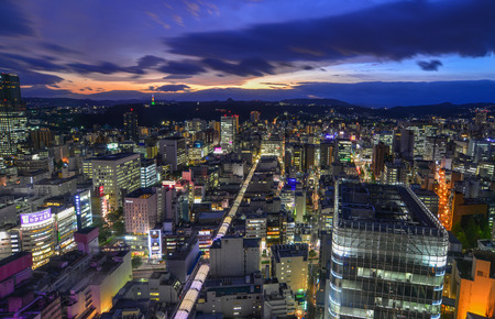 Sendai, Japan - Oct 3, 2017. Night view of Sendai, Japan. Sendai is the capital city of Miyagi Prefecture, the largest city in the Tohoku region.のeditorial素材