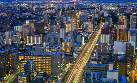 Sendai, Japan - Oct 3, 2017. Night view of Sendai, Japan. Sendai is the capital city of Miyagi Prefecture, the largest city in the Tohoku region.のeditorial素材