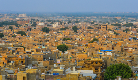 Aerial view of Jaisalmer, India. Jaisalmer is a former medieval trading center and a princely state in Rajasthan.の写真素材