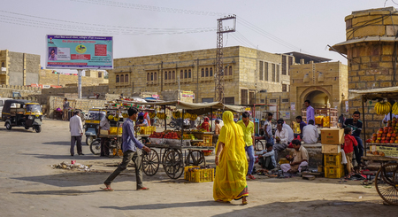 Jaisalmer, India - Nov 8, 2017. Local market in Jaisalmer, India. Jaisalmer is a former medieval trading center and a princely state in Rajasthan.のeditorial素材