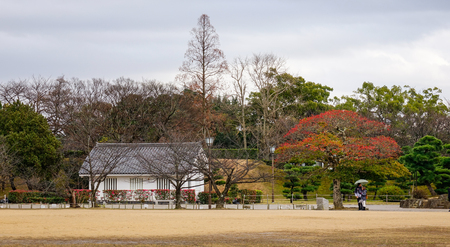 Himeji, Japan - Dec 27, 2015. Autumn park in Himeji, Japan. Himeji known for the sprawling, centuries-old and white castle.のeditorial素材