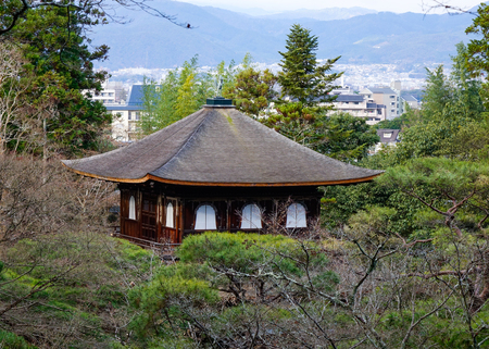 Ginkakuji Pagoda (Silver Pavillion) at sunny day in Kyoto, Japan.のeditorial素材