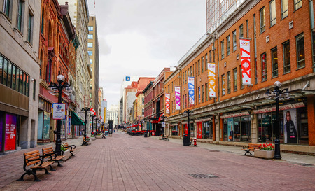 Ottawa, Canada - May 15, 2017. Old buildings at downtown in Ottawa, Canada. Queen Victoria chose Ottawa as the capital of Canada in 1857.のeditorial素材