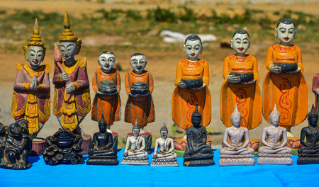 Handicraft for sale at the shop on Inle Lake, Myanmar.の写真素材