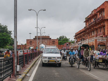Jaipur, India - Nov 1, 2015. Street in Jaipur, India. Jaipur is the capital and the largest city of the Indian state of Rajasthan in Western India.のeditorial素材
