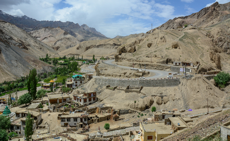 Leh, India - Jul 15, 2015. Tibetan mountain village in Leh, India. Leh is a town in the Indian state of Jammu and Kashmir.のeditorial素材