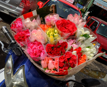 Dalat, Vietnam - Dec 4, 2015. Flowers for sale at market in Dalat, Vietnam. Da Lat is a popular tourist destination in Vietnam.のeditorial素材
