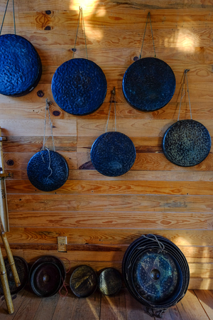 Local kitchen with old equipments at wooden house in Dalat, Vietnam.のeditorial素材