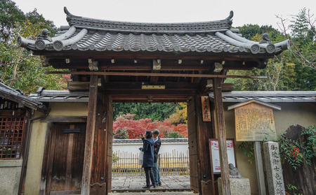 Kyoto, Japan - Nov 20, 2016. Ancient wooden buildings located at Old Town in Kyoto, Japan.のeditorial素材