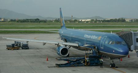 Hanoi, Vietnam - Aug 21, 2016. Passenger airplane at Noi Bai Airport (HAN) in Hanoi, Vietnam. Noi...