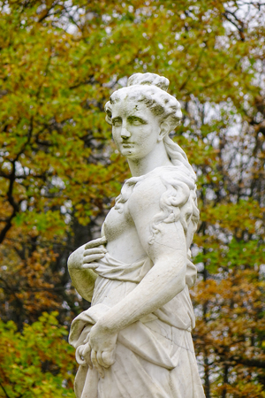 Saint Petersburg, Russia - Oct 12, 2016. God statue at Pavlovsk Palace in Saint Petersburg, Russia. The Palace is an 18th-century Russian Imperial residence.のeditorial素材