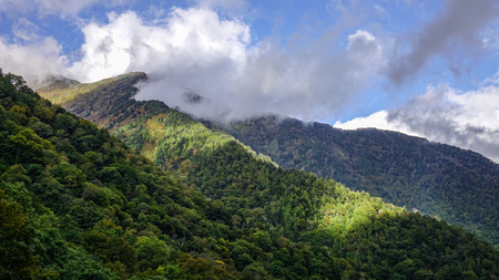 Mountain scenery at autumn in Tateyama Kurobe Alpine Route, Japan.の写真素材