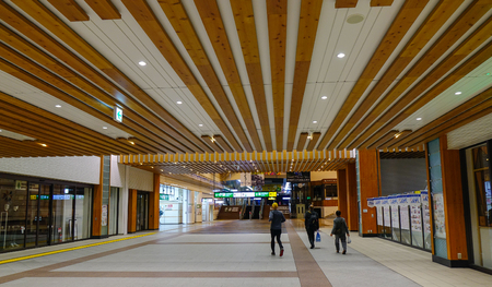 Nagano, Japan - Oct 10, 2017. Interior of JR Station in Nagano, Japan. Nagano is a mountainous, landlocked prefecture in the center of Honshu.のeditorial素材