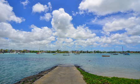Seascape of Grand Baie, Mauritius. Mauritius is a major tourist destination, ranking 3rd in the region.のeditorial素材